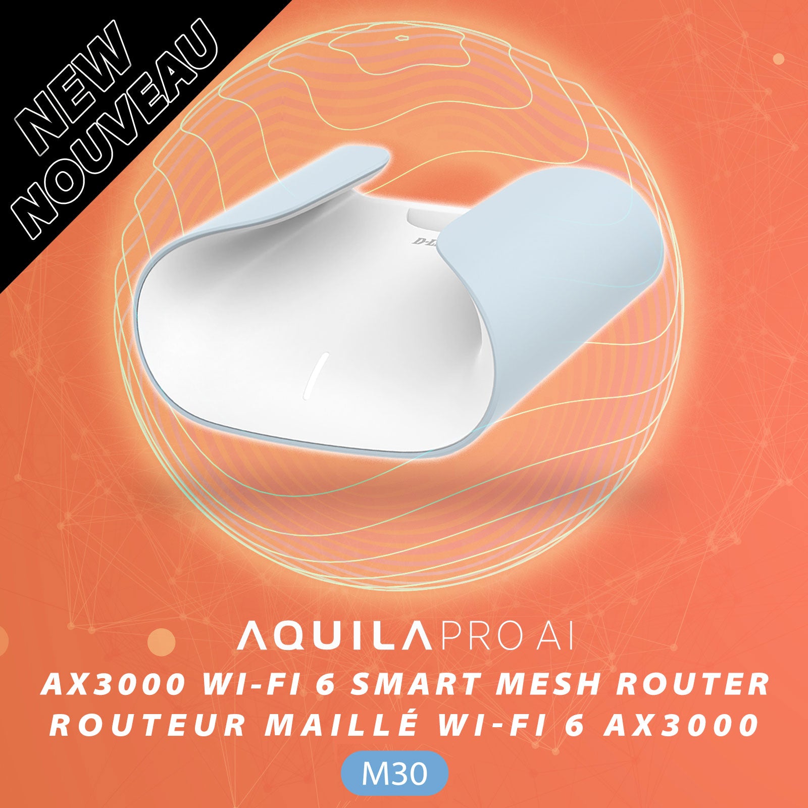 D-Link M30 AQUILA PRO AI AX3000 Smart Router – Wi-Fi 6, Mesh-ready, AI-optimalisatie, WPA3, Alexa/Google Compatibel