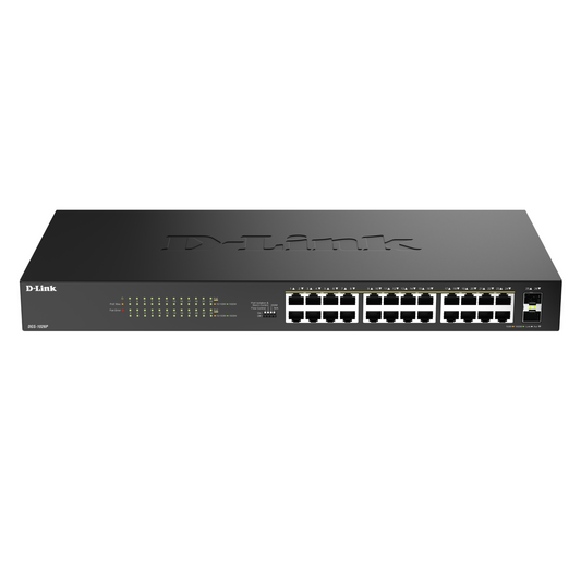 24-Port Gigabit PoE+ Unmanaged Switch with 2 SFP Ports - DGS-1026P