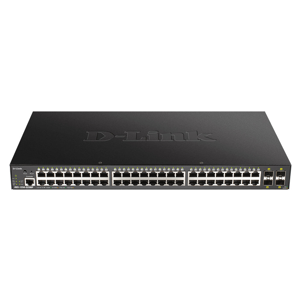 52-Port Smart Managed PoE Switch with 10 Gigabit Uplinks - DGS-1250-52XMP