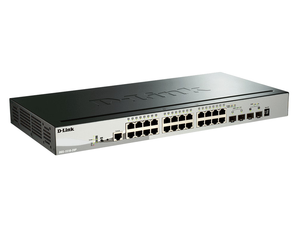 Gigabit Stackable Smart Managed PoE (193W) Switch with 10G Uplinks - DGS-1510-28P