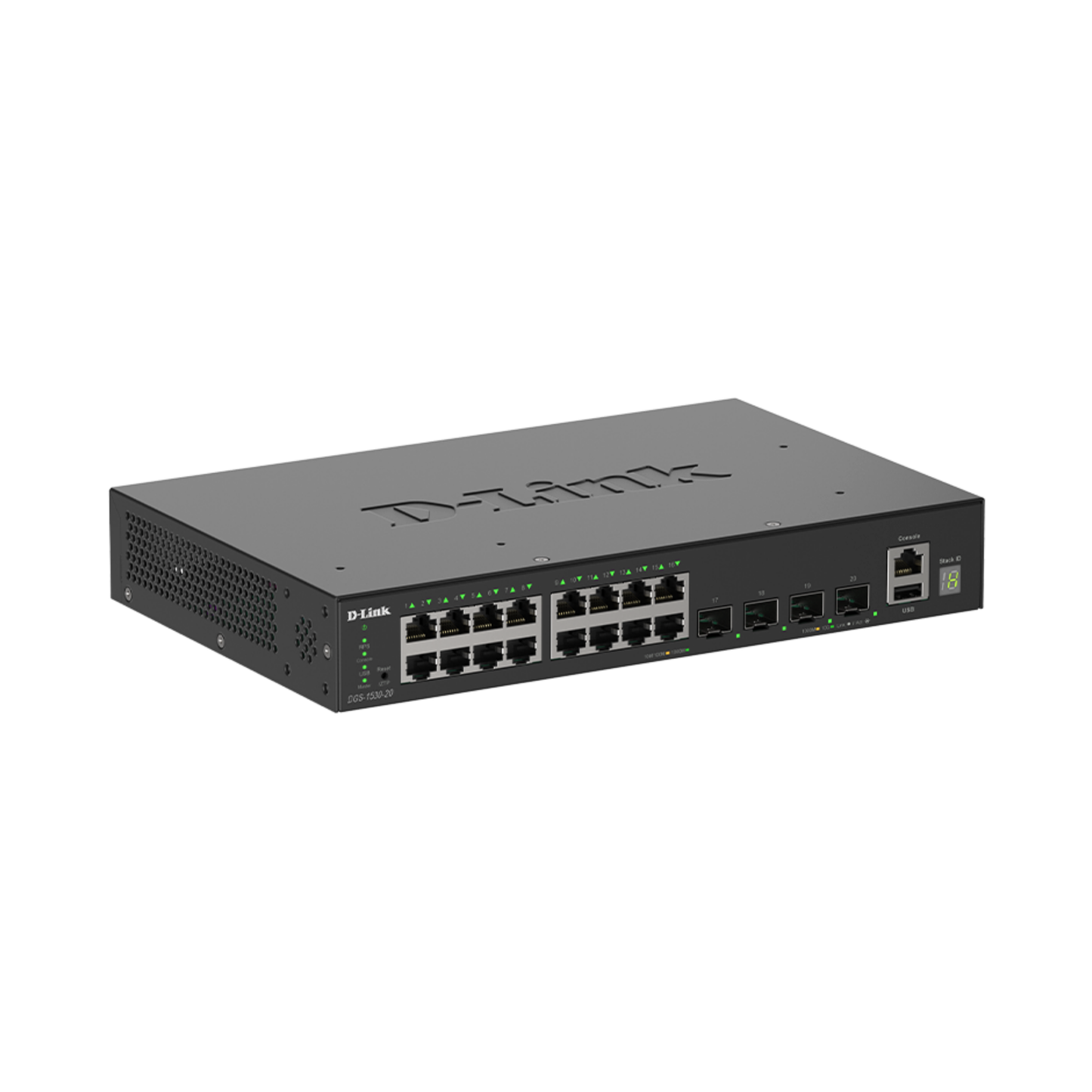 D-Link DGS-1530-20 network switch on a white background