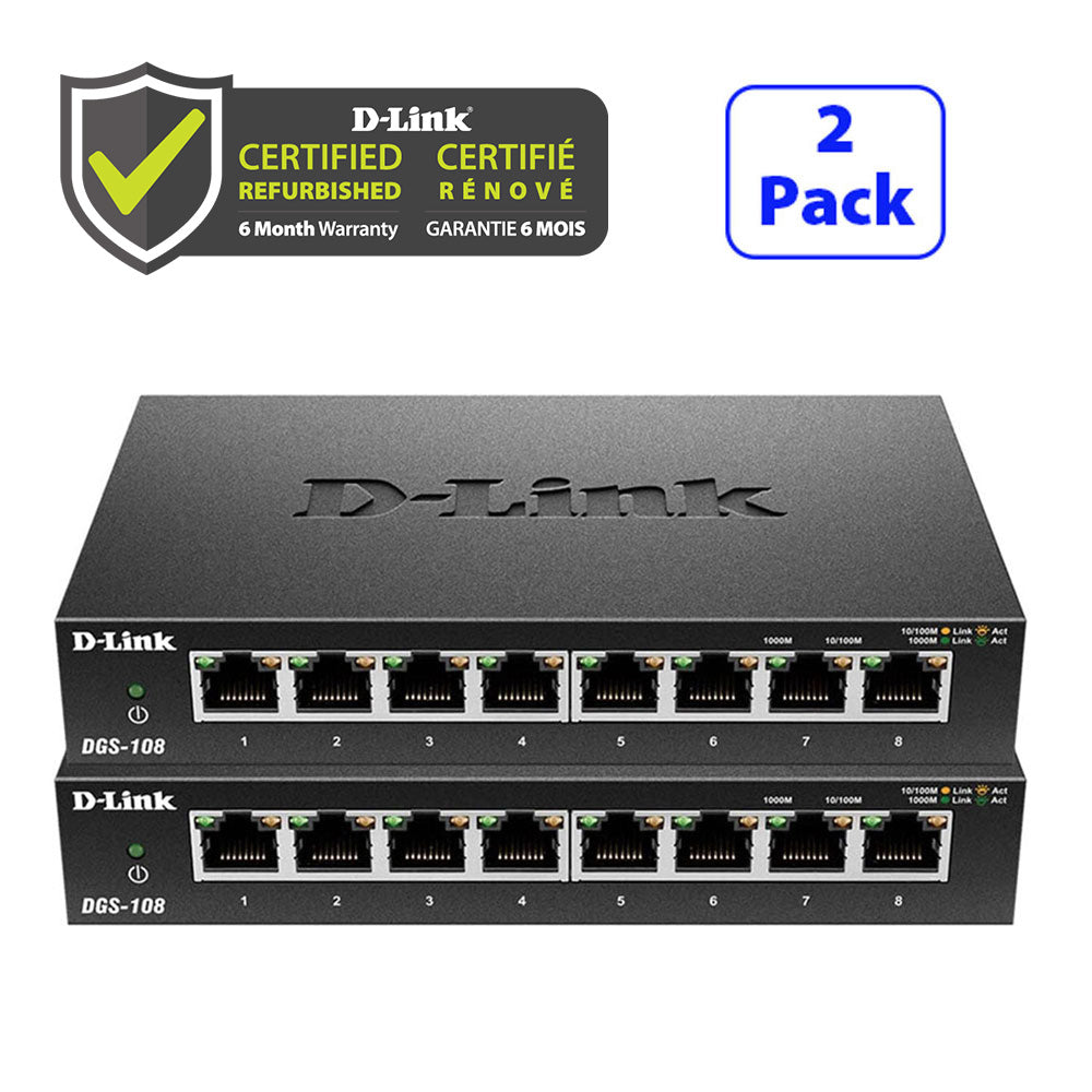 D-Link [Certified Refurbished] 8-Port Gigabit Metal Desktop Switch