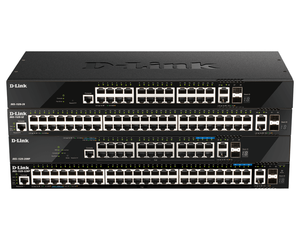 48-Port Layer 3 Stackable Smart Managed Switch - DGS-1520-52MP