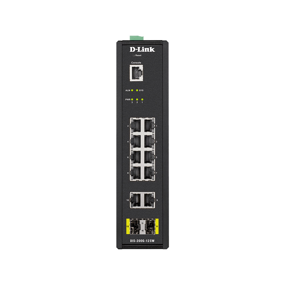 12-Port Gigabit Smart Managed Hardened Industrial Switch - Wide Temp - DIS-200G-12SW