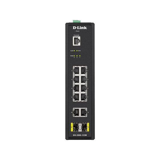 12-Port Gigabit Smart Managed Hardened Industrial Switch - Wide Temp - DIS-200G-12SW