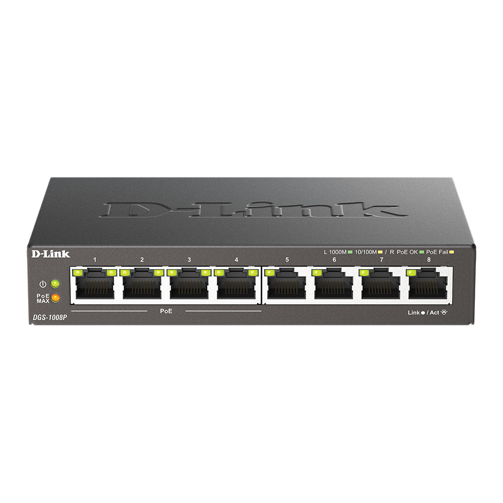 D-Link 8-Port Desktop Gigabit PoE+ Switch - DGS-1008P