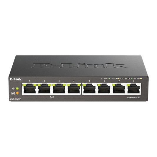 D-Link 8-Port Desktop Gigabit PoE+ Switch - DGS-1008P