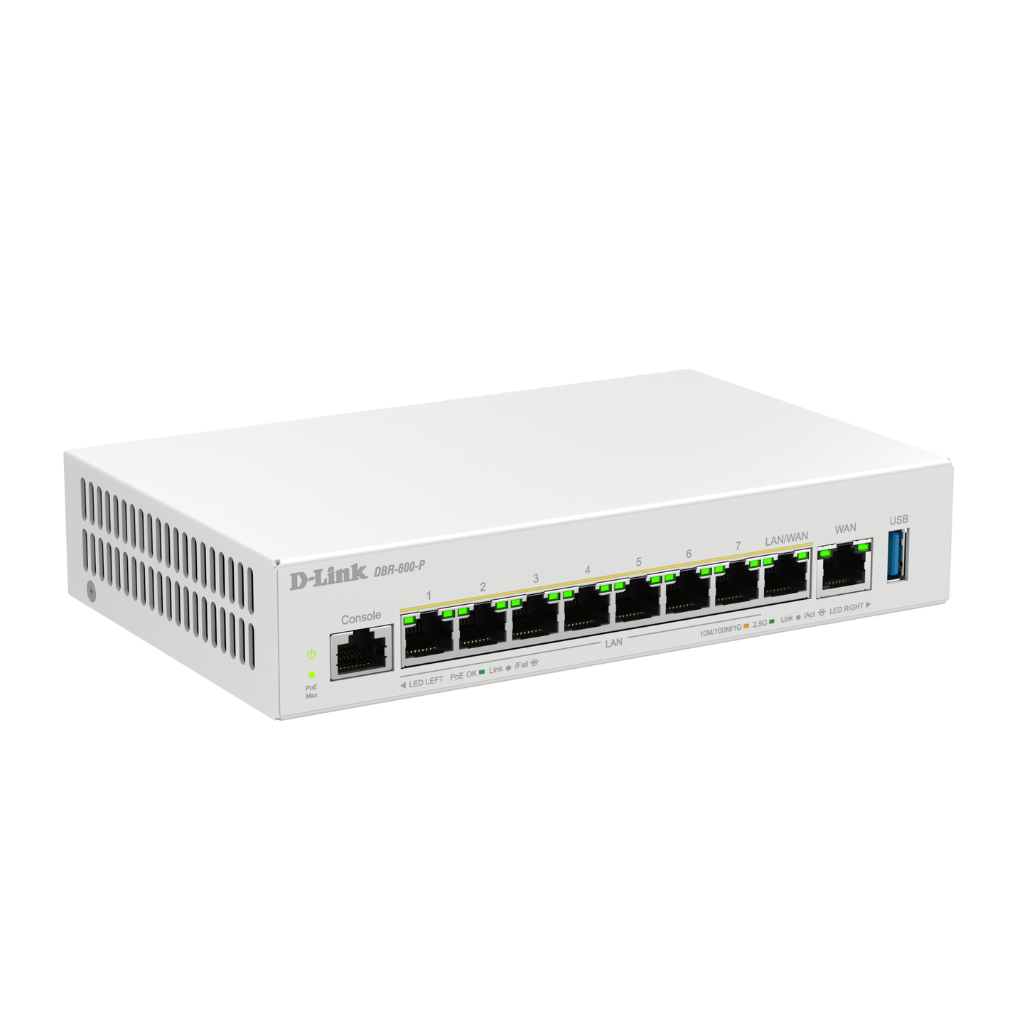 D-Link Guardian 600 PoE Multi-Gig Router (DBR-600-P) Premium Router with Multi-WAN Failover, SPI Firewall, 8x 2.5GbE PoE+ LAN, VPN, and Access Point Management (up to 10 APs)