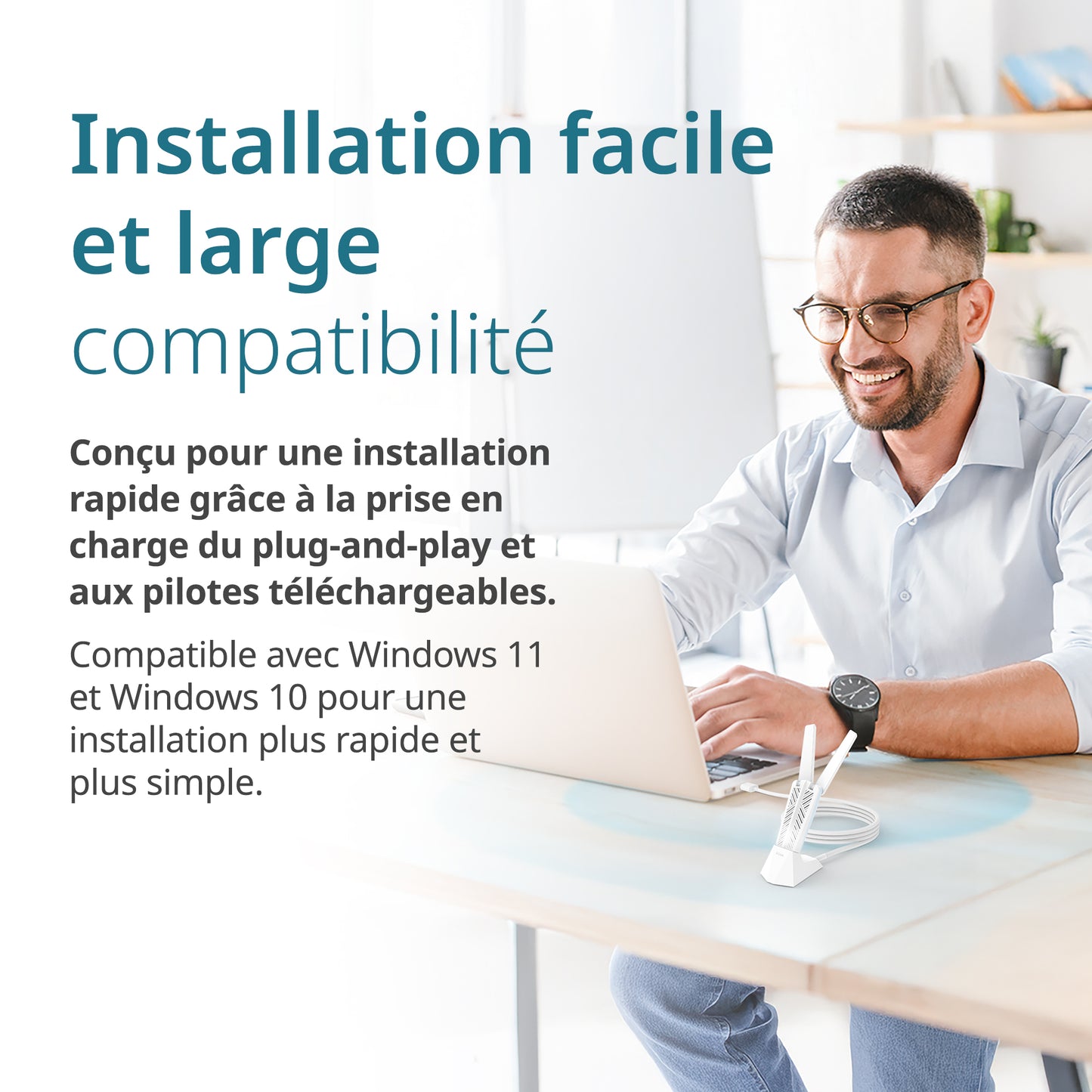 D-Link BE6500 Tri-Band Wi-Fi 7 Wireless USB 3.0 Adapter (AE65U) for Desktop or Laptop PC