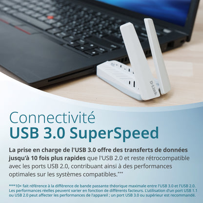 D-Link BE6500 Tri-Band Wi-Fi 7 Wireless USB 3.0 Adapter (AE65U) for Desktop or Laptop PC