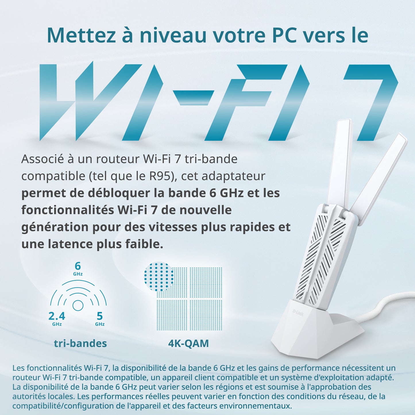 D-Link BE6500 Tri-Band Wi-Fi 7 Wireless USB 3.0 Adapter (AE65U) for Desktop or Laptop PC