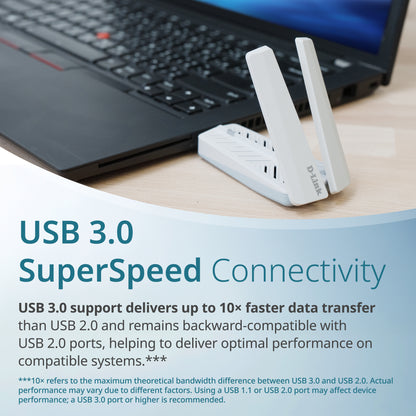 D-Link BE6500 Tri-Band Wi-Fi 7 Wireless USB 3.0 Adapter (AE65U) for Desktop or Laptop PC