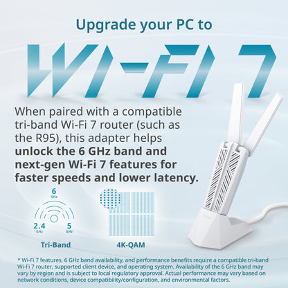 D-Link BE6500 Tri-Band Wi-Fi 7 Wireless USB 3.0 Adapter (AE65U) for Desktop or Laptop PC