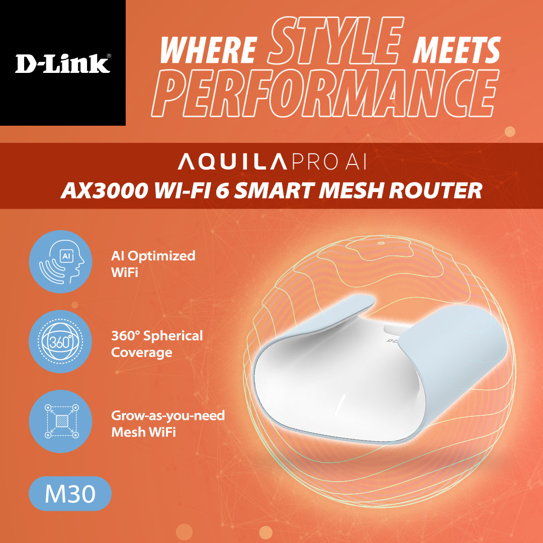 D-Link AQUILA PRO AI AX3000 Wi-Fi 6 Smart Mesh Router - M30