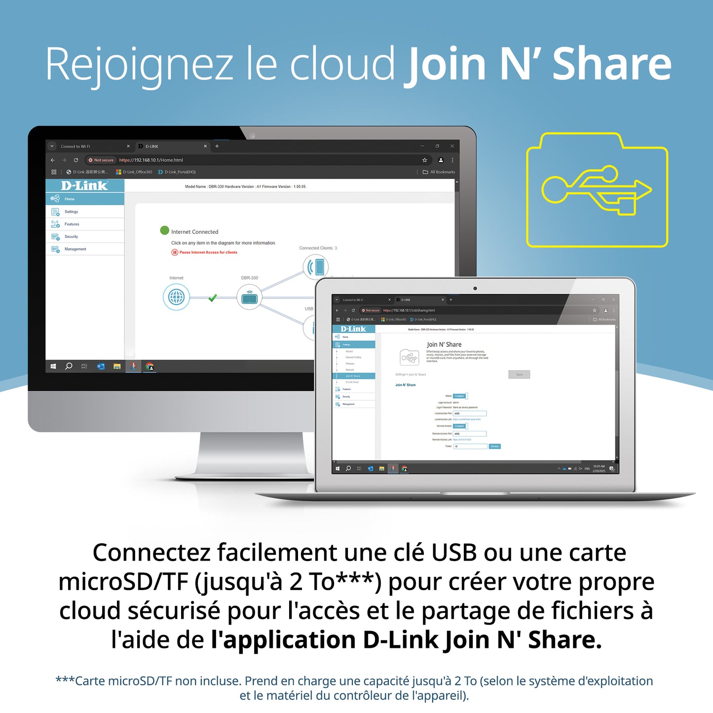 Routeur de voyage VPN portable D-Link AX3000 Wi-Fi 6 (DBR-330), Multi-WAN, sécurité de calibre professionnel, VPN, pare-feu SPI, partage de fichiers, point d’accès WiFi compact pour partage de WiFi public, travail à distance, VR et hôtel.