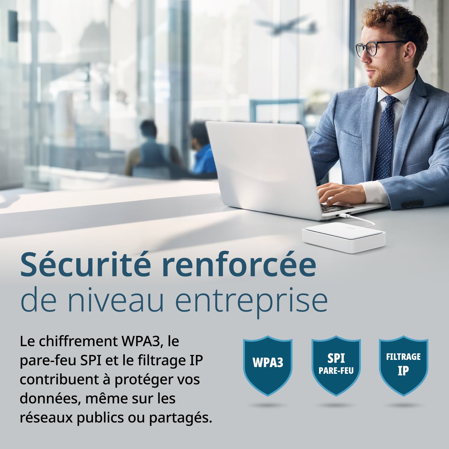 Routeur de voyage VPN portable D-Link AX3000 Wi-Fi 6 (DBR-330), Multi-WAN, sécurité de calibre professionnel, VPN, pare-feu SPI, partage de fichiers, point d’accès WiFi compact pour partage de WiFi public, travail à distance, VR et hôtel.