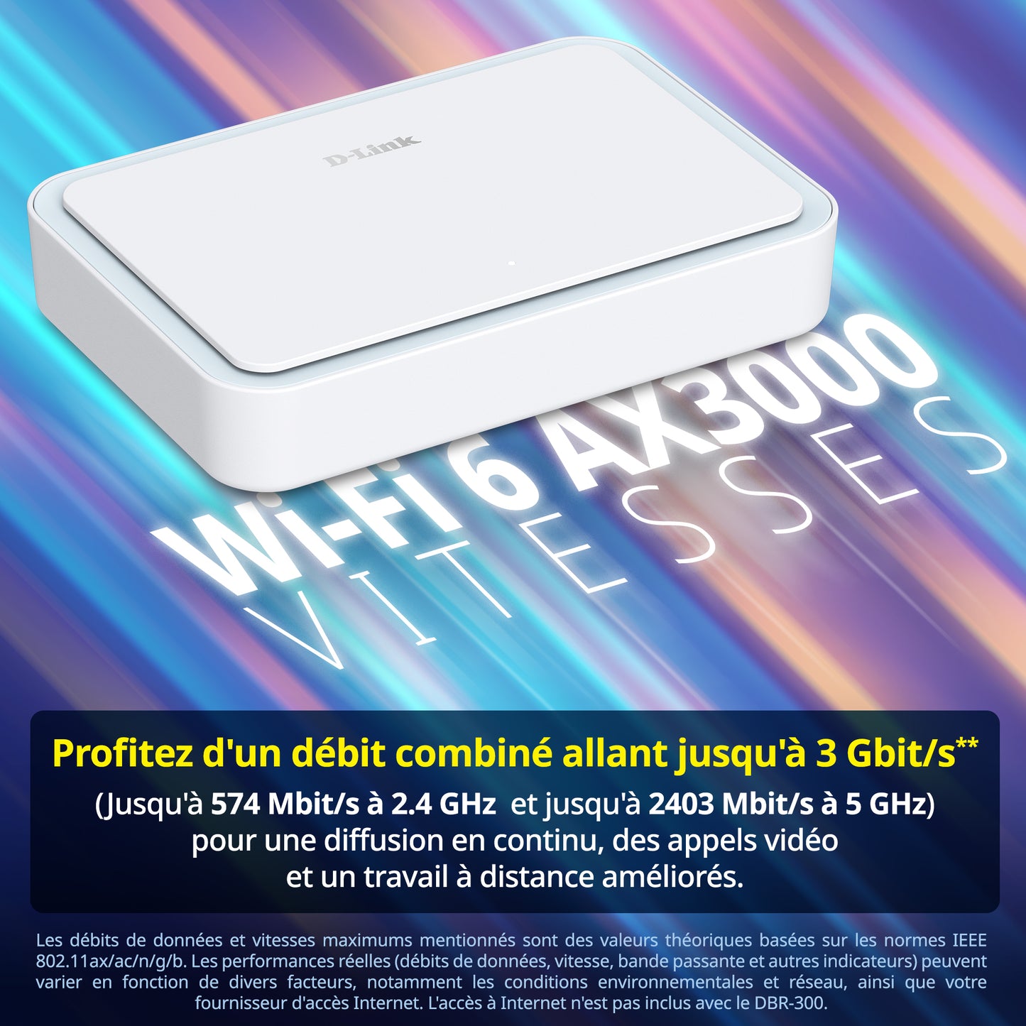 Routeur de voyage VPN portable D-Link AX3000 Wi-Fi 6 (DBR-330), Multi-WAN, sécurité de calibre professionnel, VPN, pare-feu SPI, partage de fichiers, point d’accès WiFi compact pour partage de WiFi public, travail à distance, VR et hôtel.