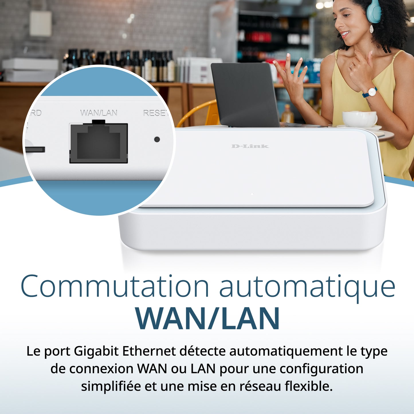 Routeur de voyage VPN portable D-Link AX3000 Wi-Fi 6 (DBR-330), Multi-WAN, sécurité de calibre professionnel, VPN, pare-feu SPI, partage de fichiers, point d’accès WiFi compact pour partage de WiFi public, travail à distance, VR et hôtel.