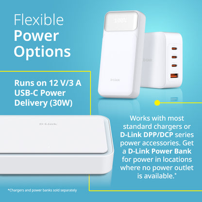 Routeur de voyage VPN portable D-Link AX3000 Wi-Fi 6 (DBR-330), Multi-WAN, sécurité de calibre professionnel, VPN, pare-feu SPI, partage de fichiers, point d’accès WiFi compact pour partage de WiFi public, travail à distance, VR et hôtel.