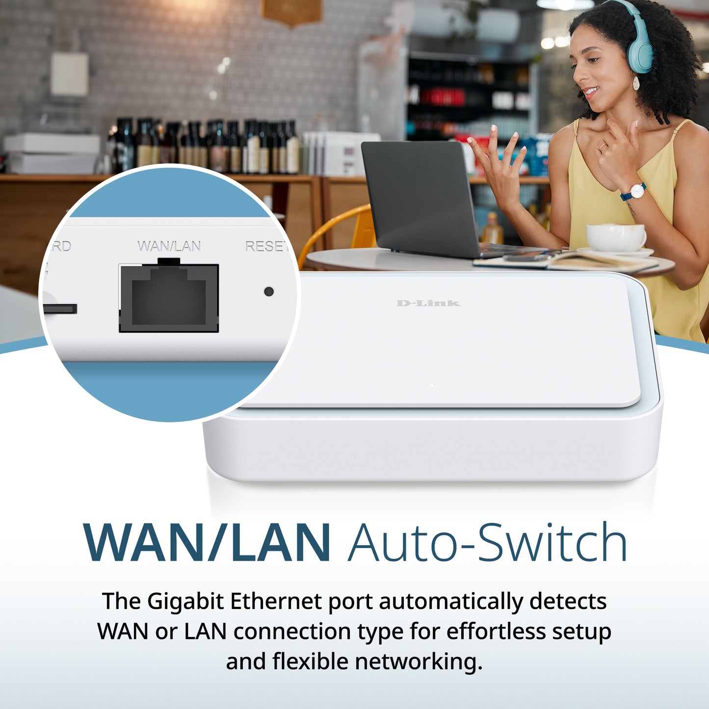 Routeur de voyage VPN portable D-Link AX3000 Wi-Fi 6 (DBR-330), Multi-WAN, sécurité de calibre professionnel, VPN, pare-feu SPI, partage de fichiers, point d’accès WiFi compact pour partage de WiFi public, travail à distance, VR et hôtel.