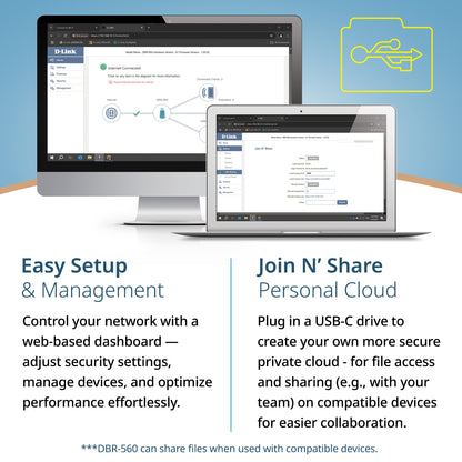 D-Link AX6000 Wi-Fi 6 Mesh VPN Business Router (DBR-560), 2.5 Gbps WAN, Enterprise-Grade Security Features, VPN, SPI Firewall, Mesh Expandable, USB-C File Sharing, Hybrid or Remote Work ready