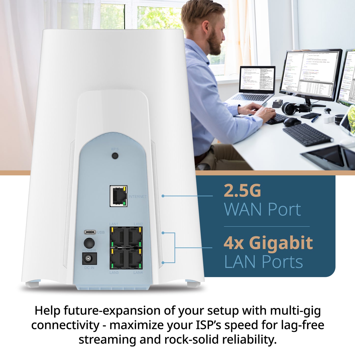 D-Link AX6000 Wi-Fi 6 Mesh VPN Business Router (DBR-560), 2.5 Gbps WAN, Enterprise-Grade Security Features, VPN, SPI Firewall, Mesh Expandable, USB-C File Sharing, Hybrid or Remote Work ready