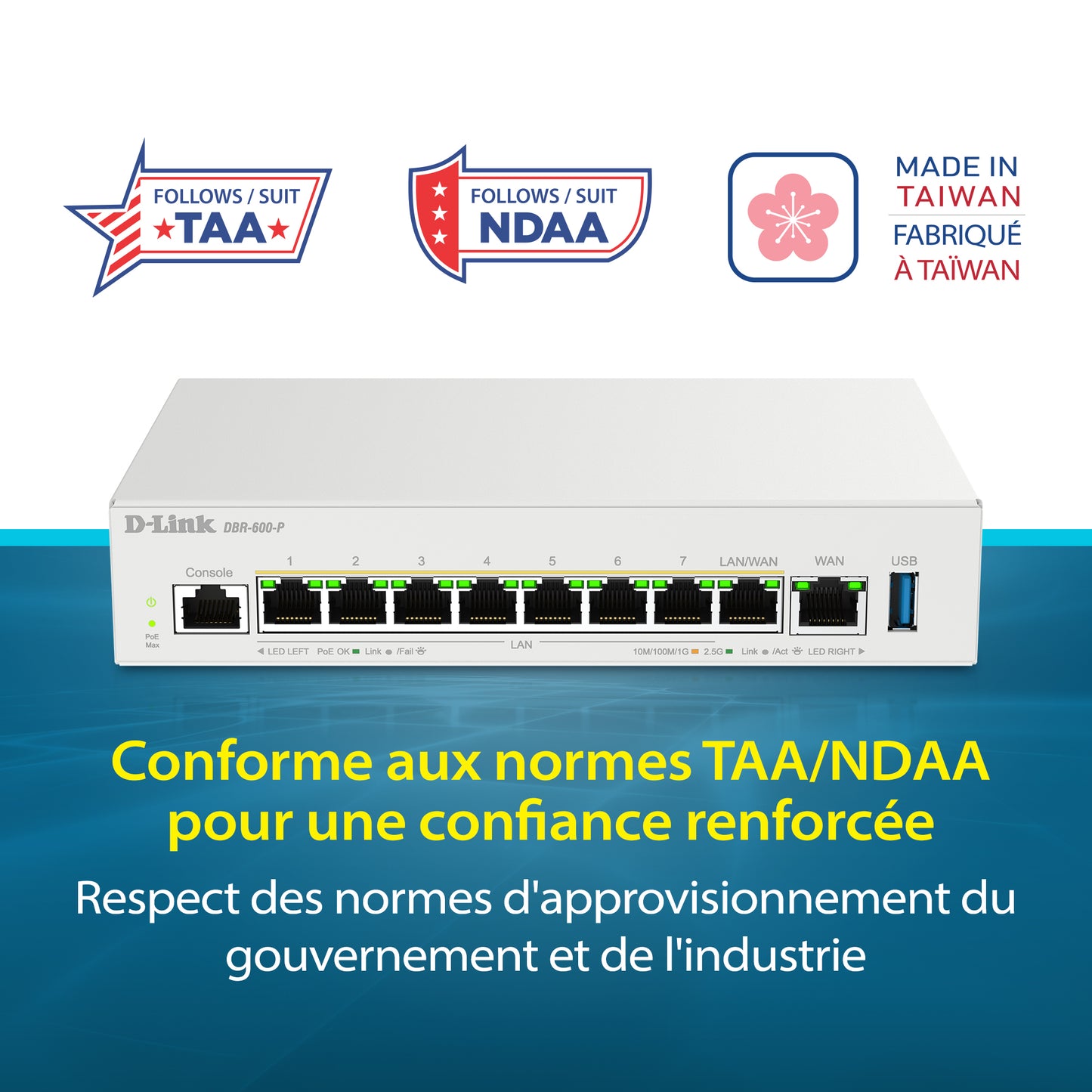 D-Link Guardian 600 PoE Multi-Gig Router (DBR-600-P) Premium Router with Multi-WAN Failover, SPI Firewall, 8x 2.5GbE PoE+ LAN, VPN, and Access Point Management (up to 10 APs)