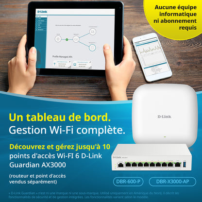 D-Link Guardian 600 PoE Multi-Gig Router (DBR-600-P) Premium Router with Multi-WAN Failover, SPI Firewall, 8x 2.5GbE PoE+ LAN, VPN, and Access Point Management (up to 10 APs)