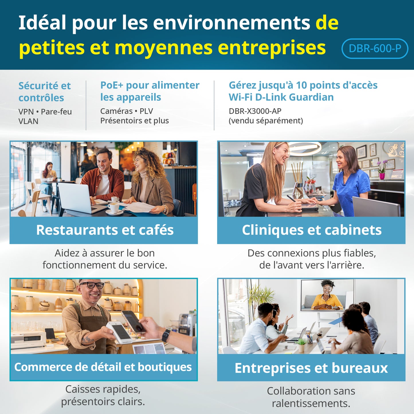 D-Link Guardian 600 PoE Multi-Gig Router (DBR-600-P) Premium Router with Multi-WAN Failover, SPI Firewall, 8x 2.5GbE PoE+ LAN, VPN, and Access Point Management (up to 10 APs)
