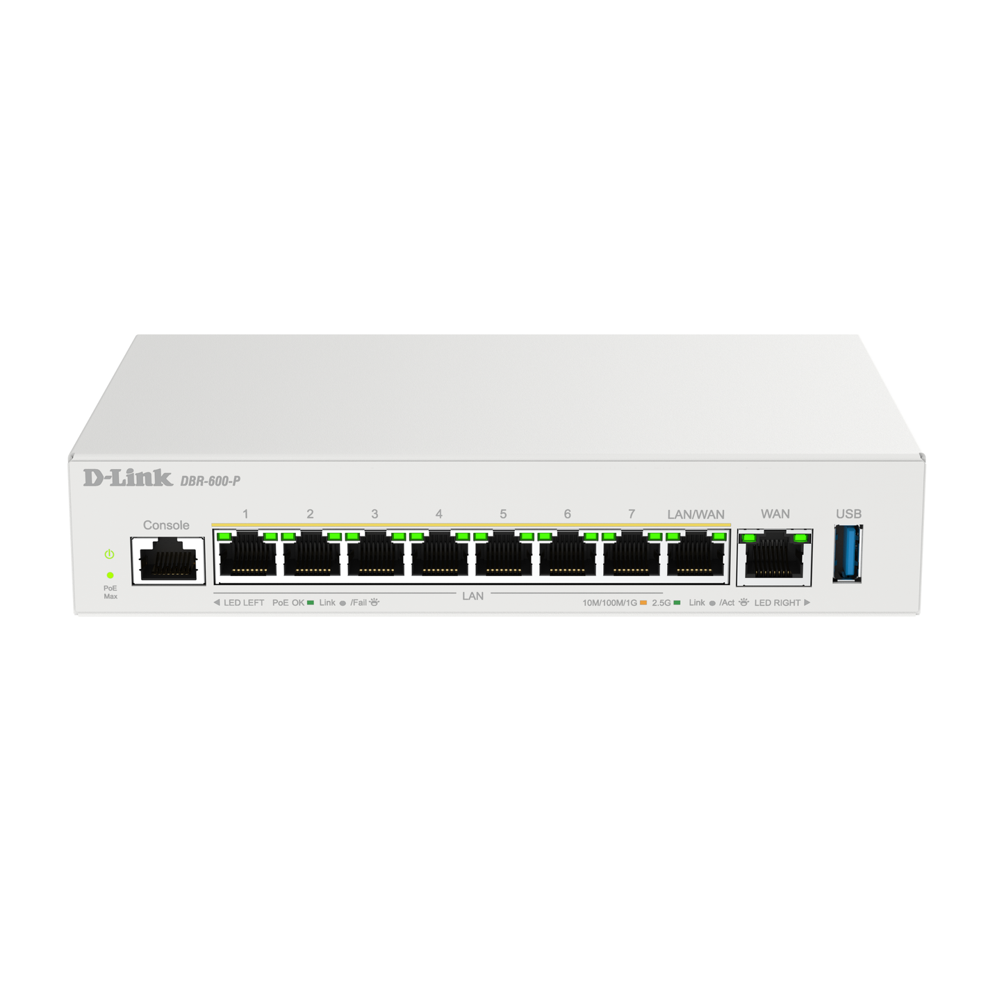 D-Link Guardian 600 PoE Multi-Gig Router (DBR-600-P) Premium Router with Multi-WAN Failover, SPI Firewall, 8x 2.5GbE PoE+ LAN, VPN, and Access Point Management (up to 10 APs)