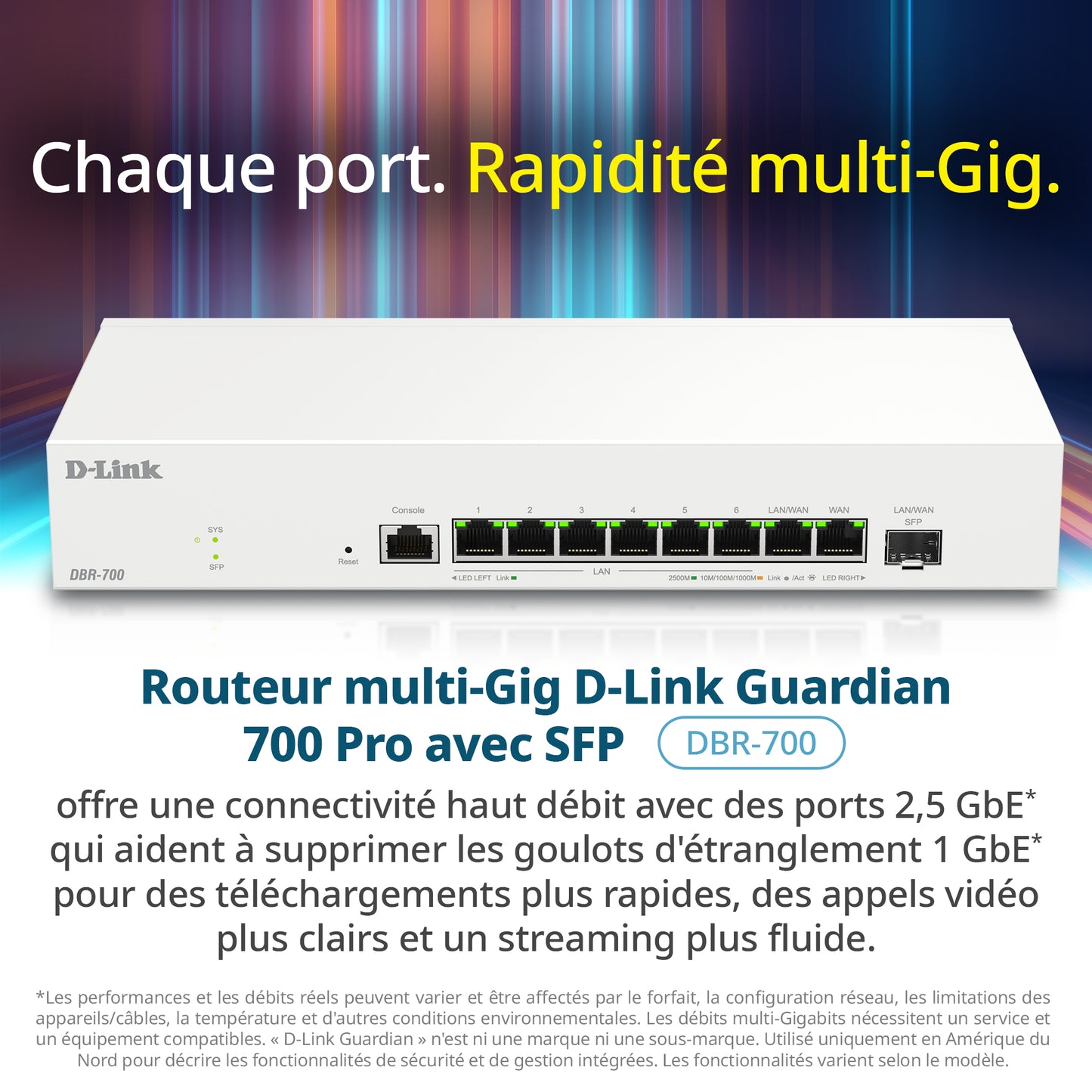 D-Link Guardian 700 Pro Multi-Gig Router with SFP (DBR-700), Premium Router with Multi-WAN Failover, SPI Firewall, 8x 2.5GbE LAN with SFP, VPN, and Centralized Access Point Management (up to 15 APs)