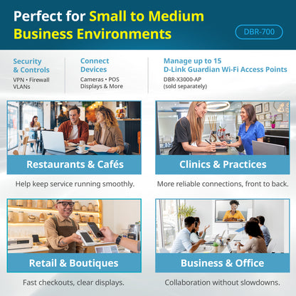 D-Link Guardian 700 Pro Multi-Gig Router with SFP (DBR-700), Premium Router with Multi-WAN Failover, SPI Firewall, 8x 2.5GbE LAN with SFP, VPN, and Centralized Access Point Management (up to 15 APs)