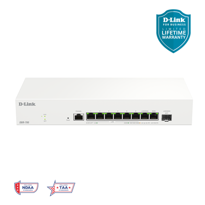 D-Link Guardian 700 Pro Multi-Gig Router with SFP (DBR-700), Premium Router with Multi-WAN Failover, SPI Firewall, 8x 2.5GbE LAN with SFP, VPN, and Centralized Access Point Management (up to 15 APs)