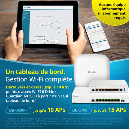 D-Link Guardian X3000 Wi-Fi 6 Access Point (DBR-X3000-AP) Dual-band AX3000 Smart Access Point with WPA3, VLANs, PoE Powered, Guest Wi-Fi, Supports Mesh, Centralized Management by D-Link Guardian Routers