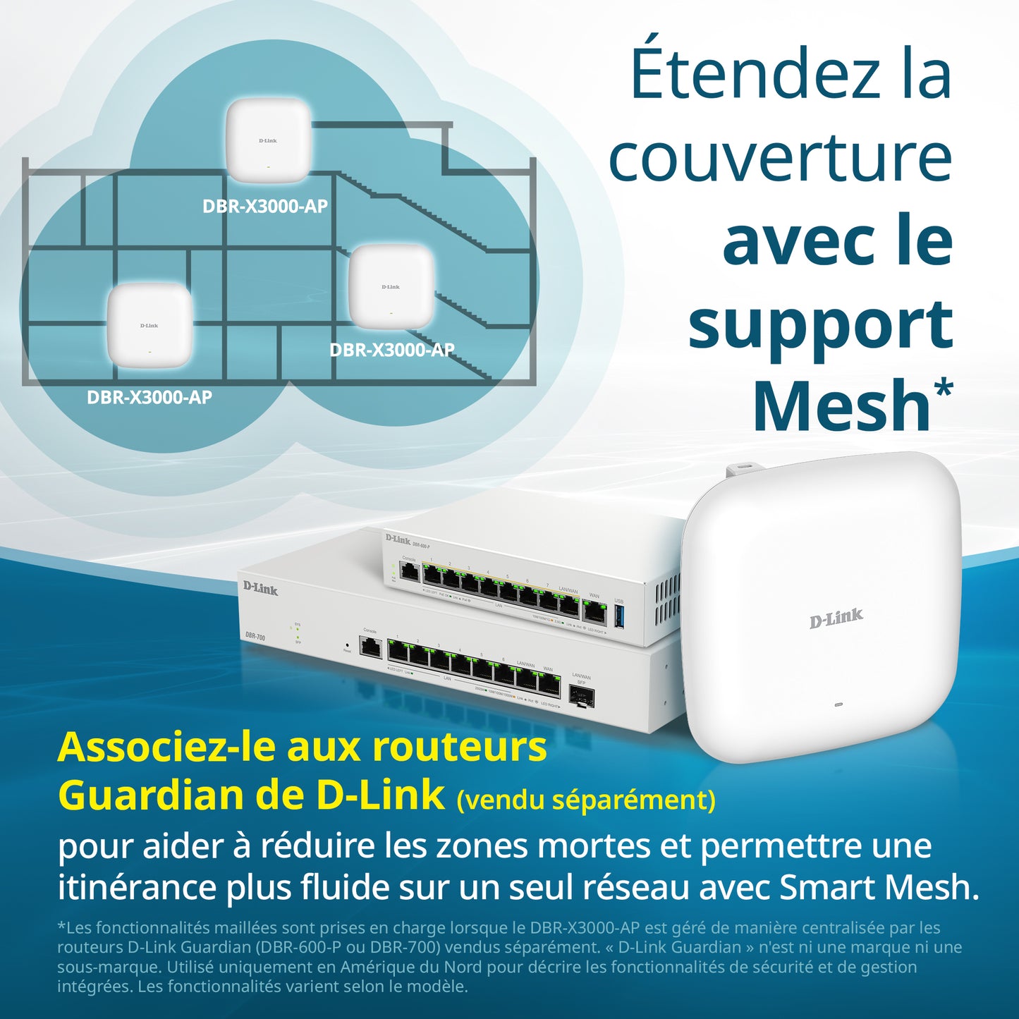 D-Link Guardian X3000 Wi-Fi 6 Access Point (DBR-X3000-AP) Dual-band AX3000 Smart Access Point with WPA3, VLANs, PoE Powered, Guest Wi-Fi, Supports Mesh, Centralized Management by D-Link Guardian Routers