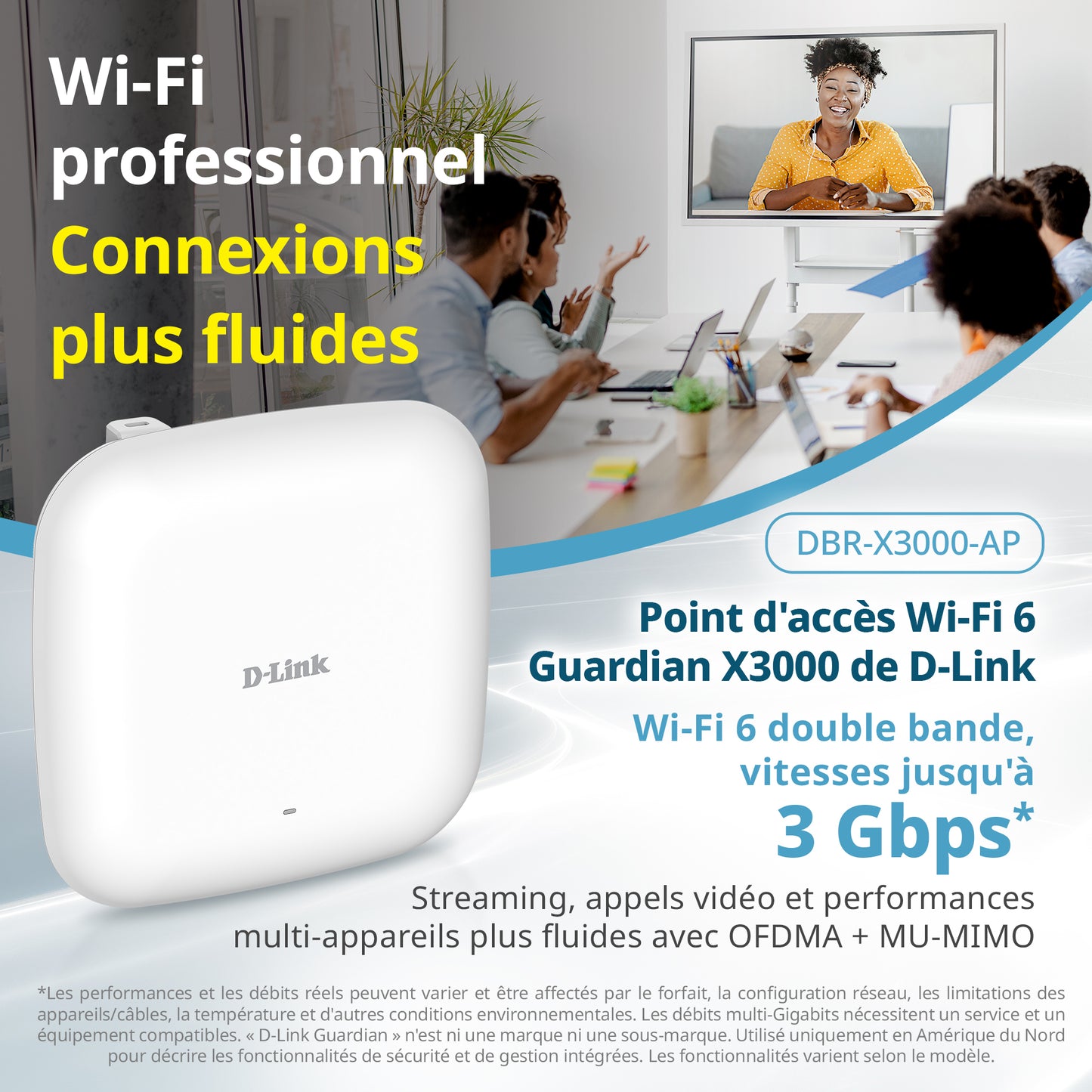 D-Link Guardian X3000 Wi-Fi 6 Access Point (DBR-X3000-AP) Dual-band AX3000 Smart Access Point with WPA3, VLANs, PoE Powered, Guest Wi-Fi, Supports Mesh, Centralized Management by D-Link Guardian Routers