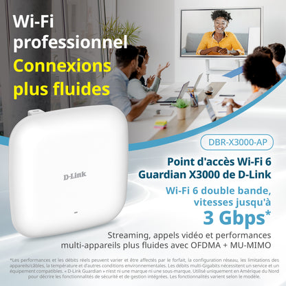D-Link Guardian X3000 Wi-Fi 6 Access Point (DBR-X3000-AP) Dual-band AX3000 Smart Access Point with WPA3, VLANs, PoE Powered, Guest Wi-Fi, Supports Mesh, Centralized Management by D-Link Guardian Routers