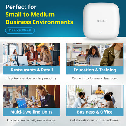 D-Link Guardian X3000 Wi-Fi 6 Access Point (DBR-X3000-AP) Dual-band AX3000 Smart Access Point with WPA3, VLANs, PoE Powered, Guest Wi-Fi, Supports Mesh, Centralized Management by D-Link Guardian Routers