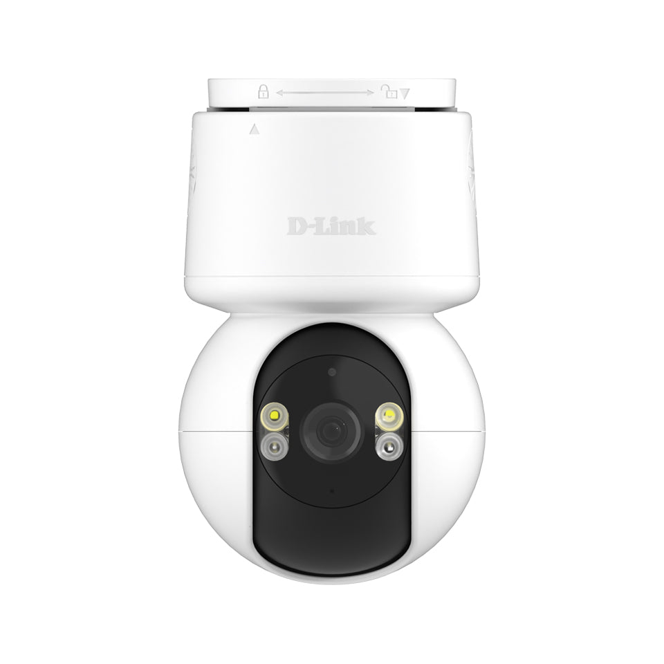 D-Link outdoor security camera (DCS-6530) with a white housing, black lens cover, and dual infrared LEDs, shown against a solid white background.