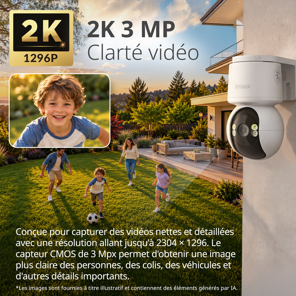 360 Degree View 2K Pan & Tilt Outdoor WiFi 6 Security Camera - DCS-6530