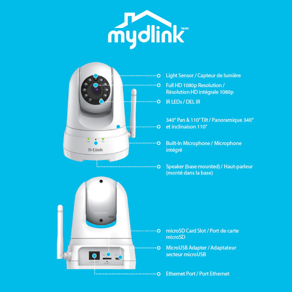 [Certified Refurbished] mydlink HD 1080p Pan/Tilt/Zoom Camera - DCS-8525LH/RE