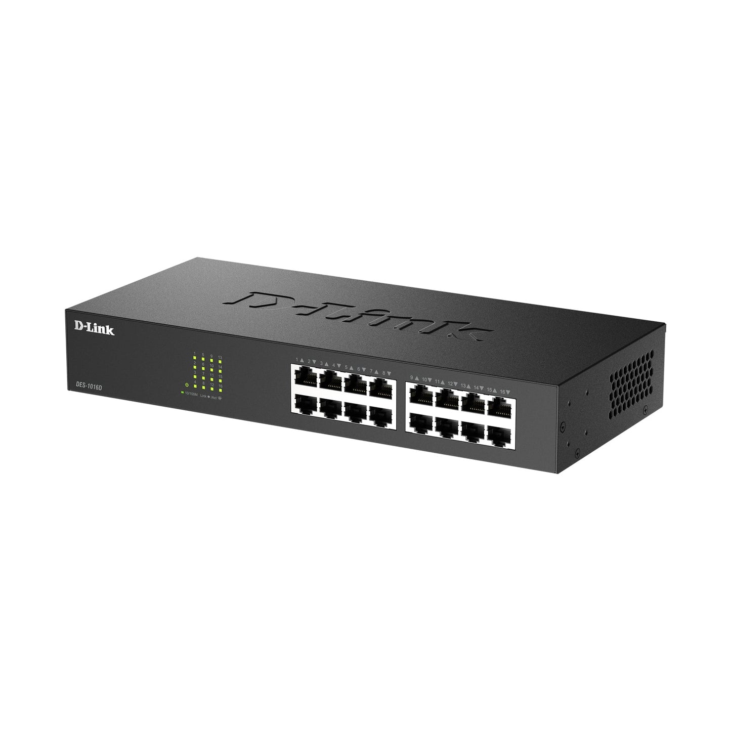Switch D-Link Fast Ethernet 16 ports non administrable Plug and Play (DES-1016D) sans ventilateur | Montage sur bureau/en rack