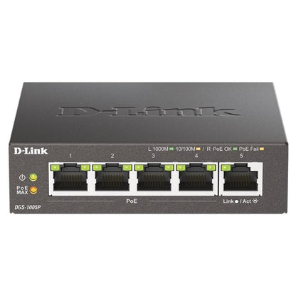 D-Link 5-Port Desktop Gigabit PoE+ Switch - DGS-1005P