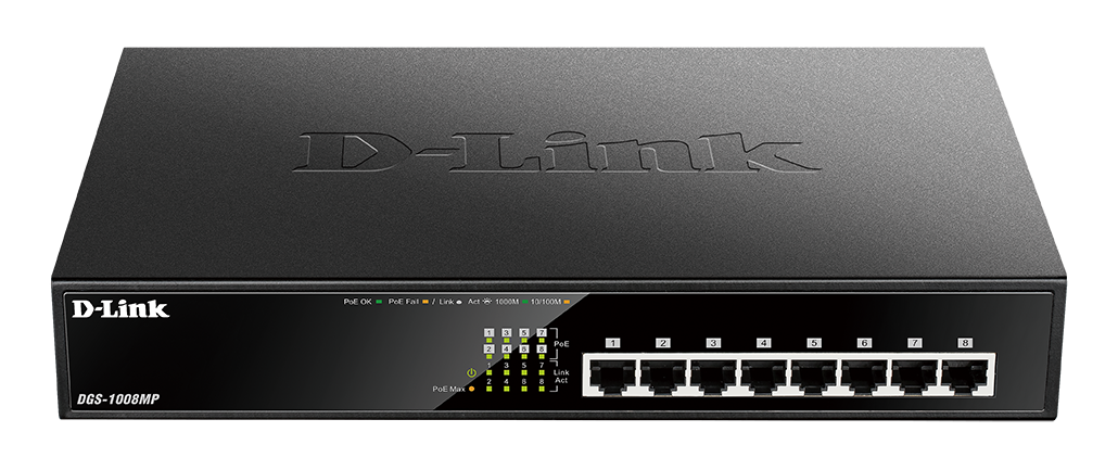 D-Link 8-Port PoE Desktop Switch - DGS-1008MP
