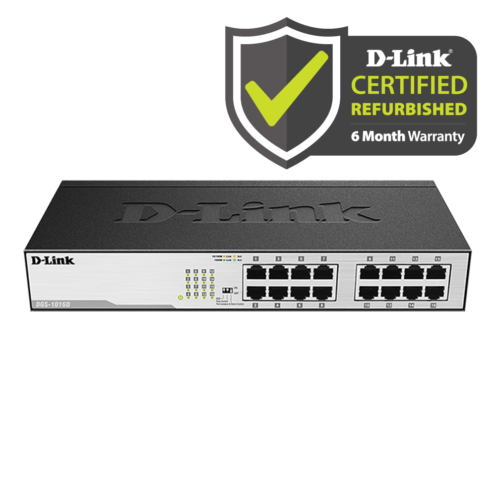 D-Link [Certified Refurbished] 16-Port Gigabit Unmanaged Switch - DGS-1016D/RE by dlink