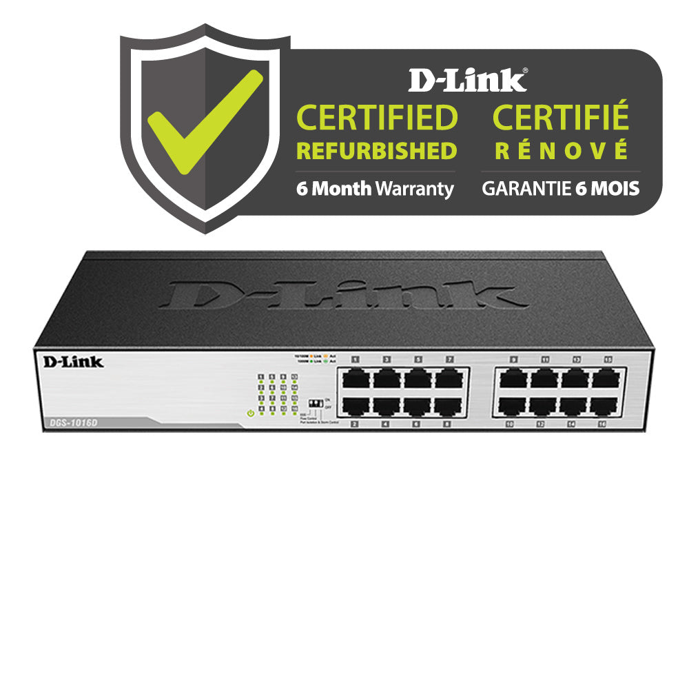 Certified Refurbished] 16-Port Gigabit Unmanaged Switch - DGS