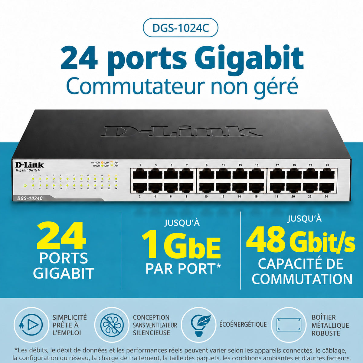24-Port Gigabit Unmanaged Metal Ethernet Switch - DGS-1024C