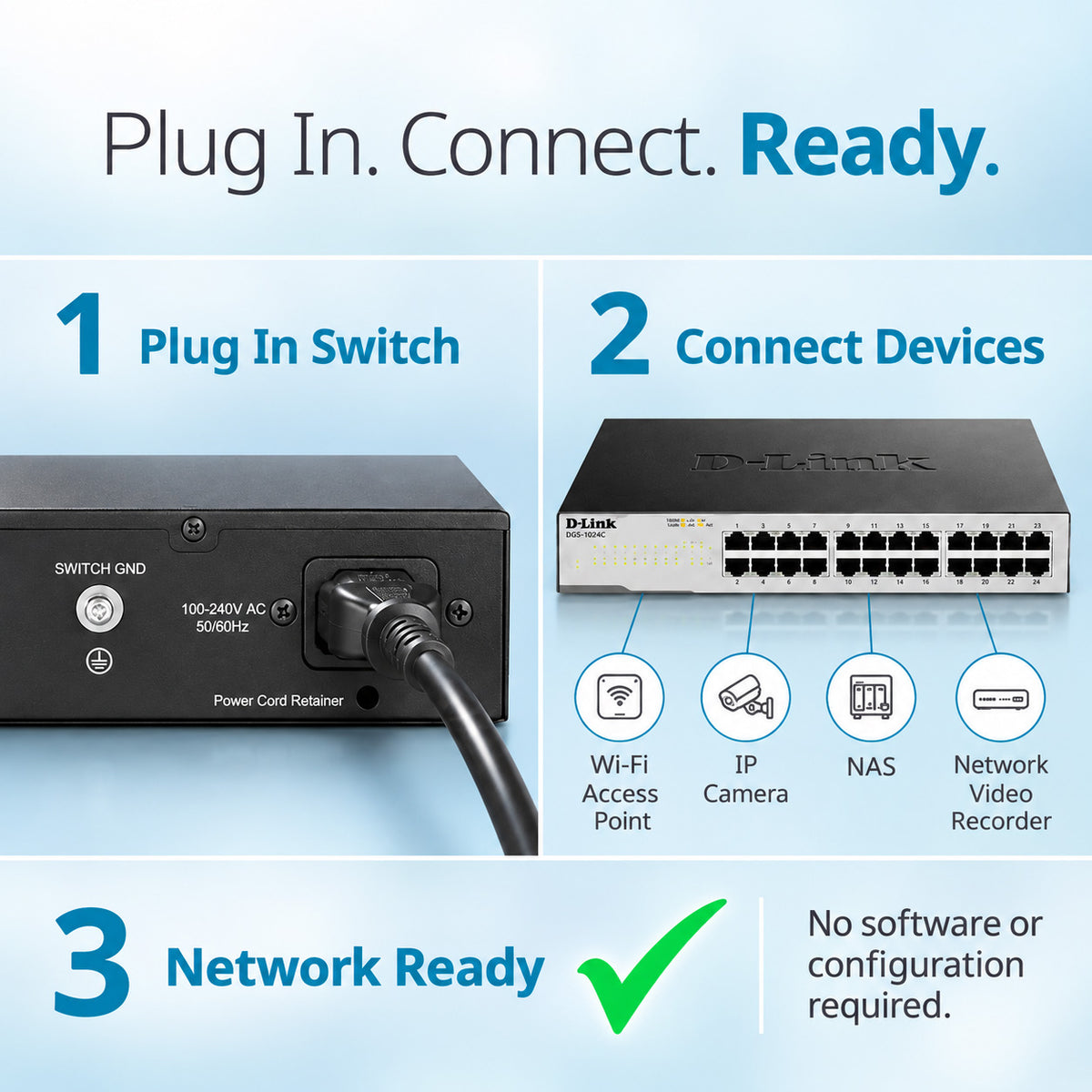 24-Port Gigabit Unmanaged Metal Ethernet Switch - DGS-1024C