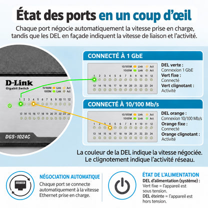 24-Port Gigabit Unmanaged Metal Ethernet Switch - DGS-1024C