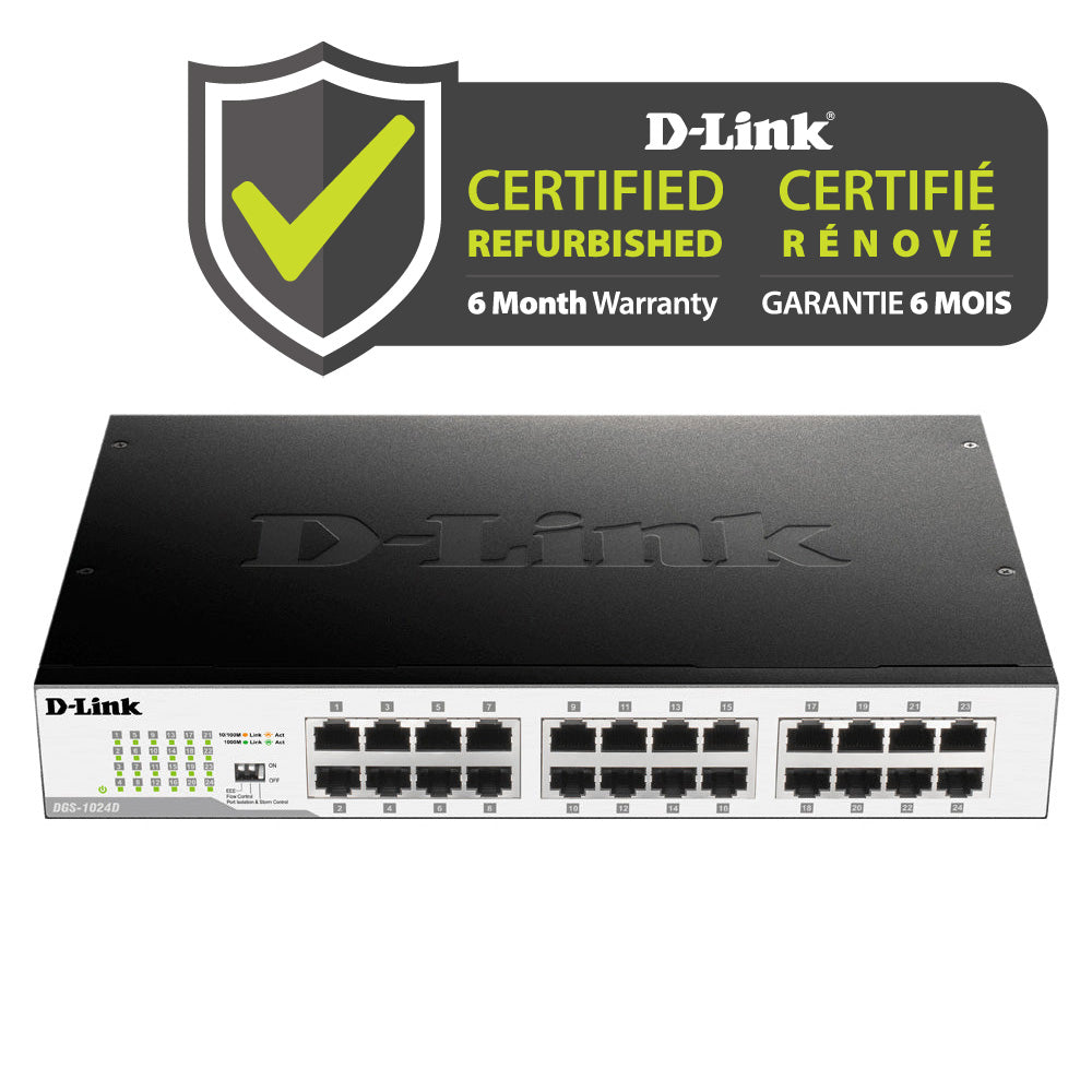 D-Link [Certified Refurbished] 24-Port Gigabit Unmanaged Switch - DGS-1024D/RE by dlink